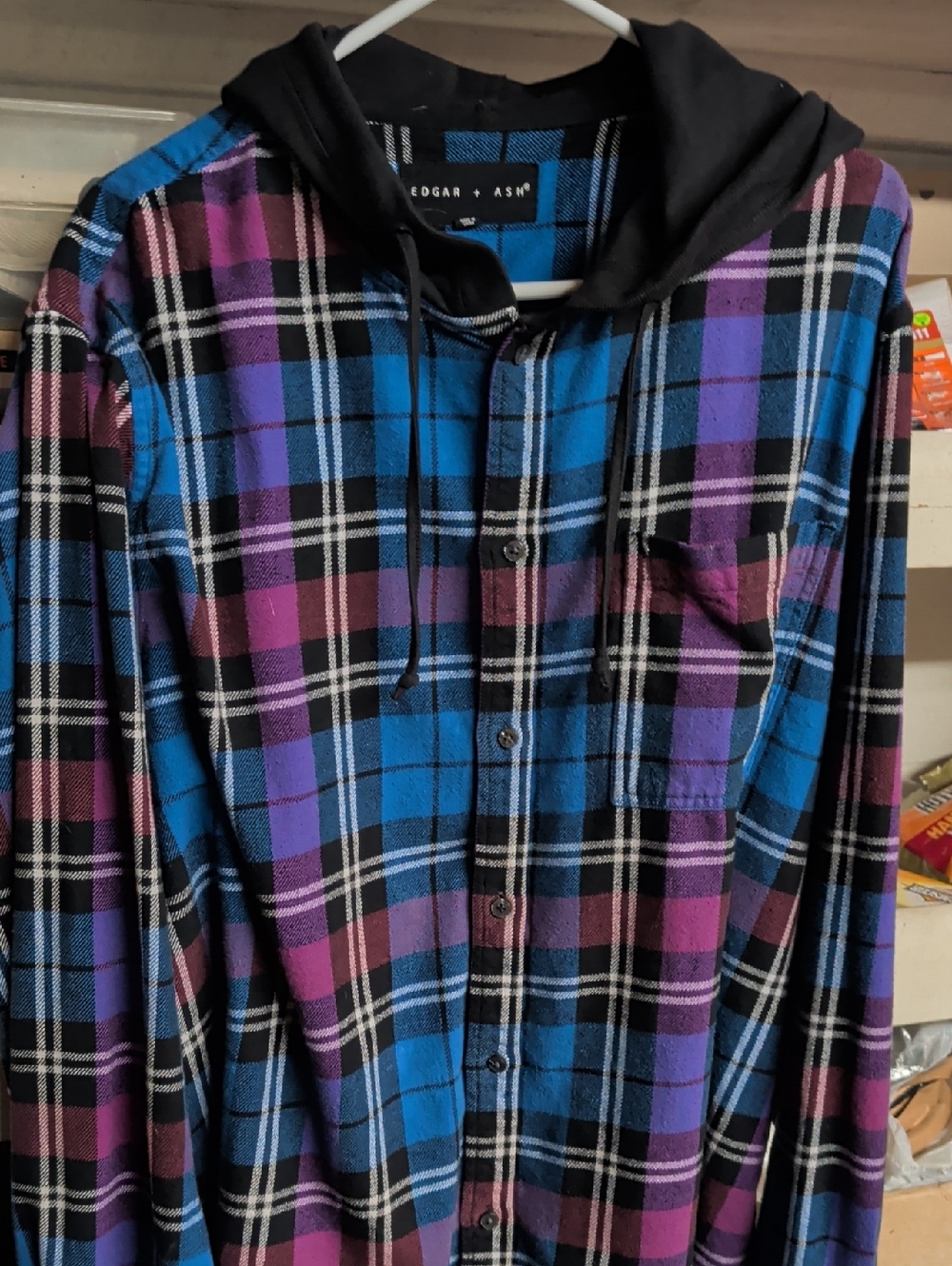 Edgar + Ash Blue & Black Plaid Hooded Button-Up Shirt